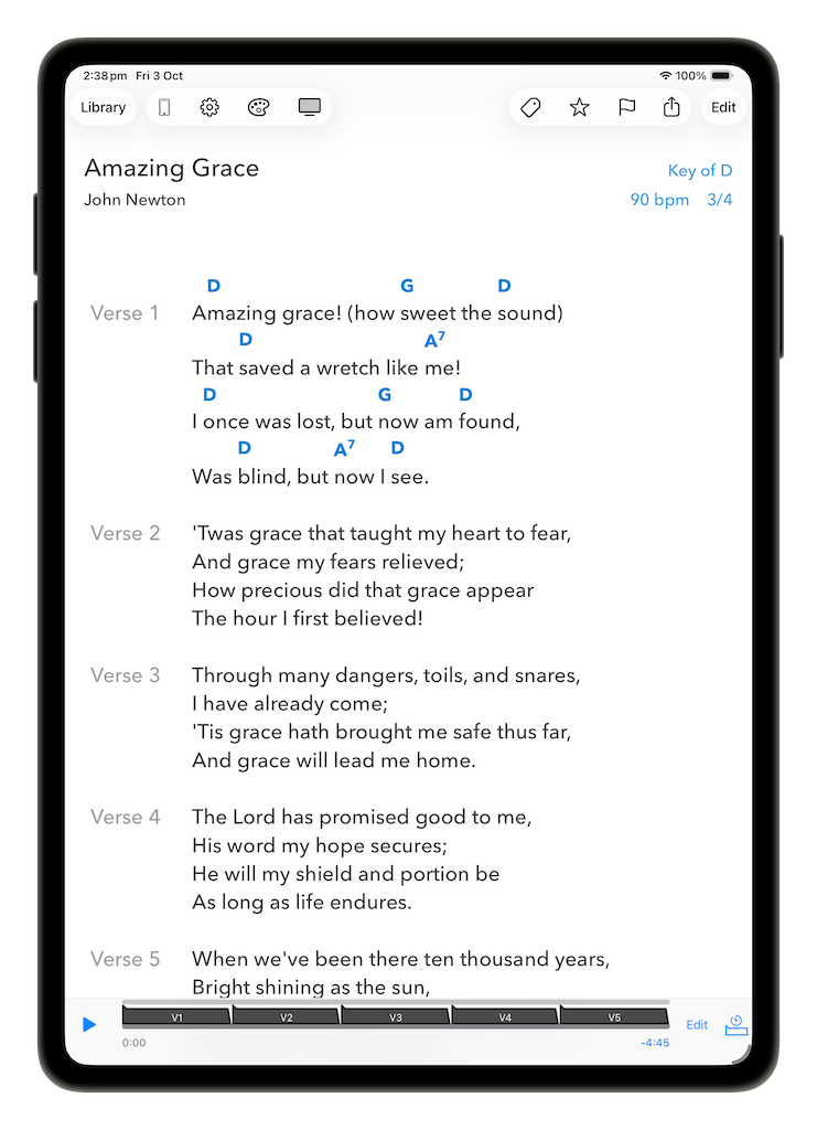 SongSheet Pro's default light theme
